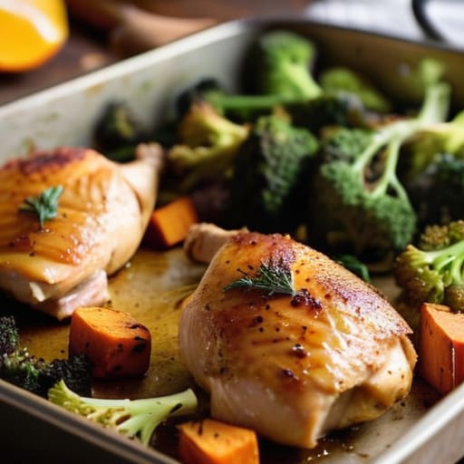 The Sheet Pan Savior chicken and vegetables.