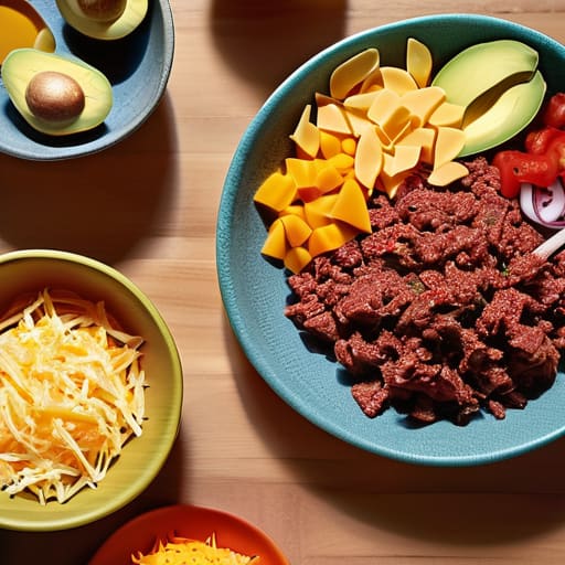 Kid-friendly deconstructed taco bar setup.
