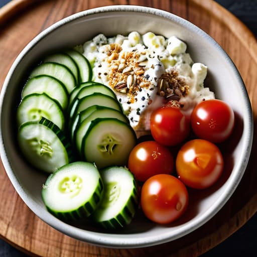 Savory Cottage Cheese Bowls with vegetables.