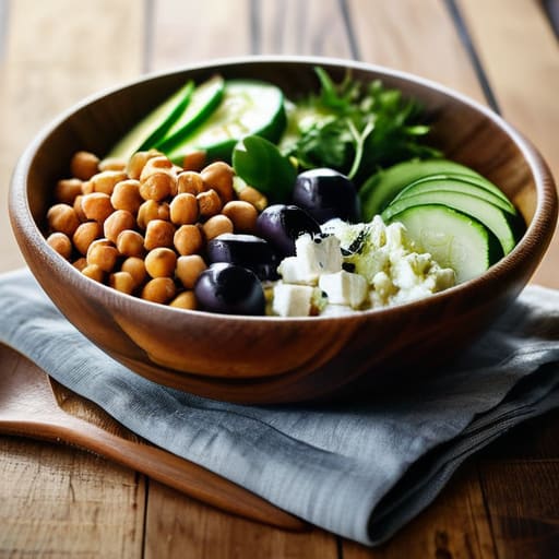The Mediterranean Power Bowl with chickpeas.