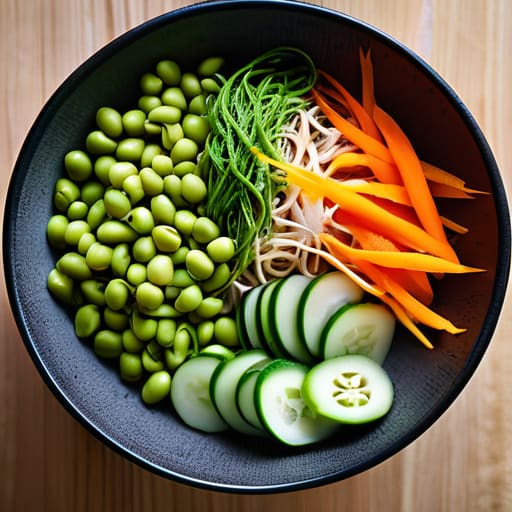 Fresh Cold Soba Noodle Salads with vegetables.