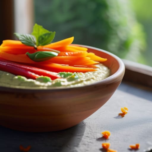 Hummus and Crunchy Veggies for healthy snacking.