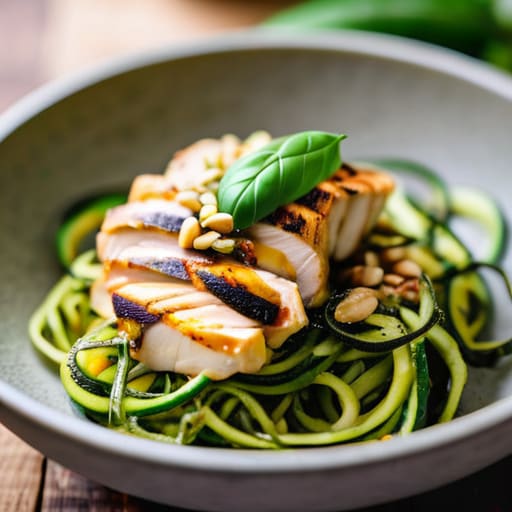 Pesto Chicken and Zucchini Noodles dish.