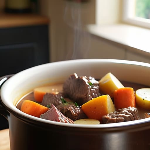 Hearty Slow-Cooker Beef Stew with vegetables.